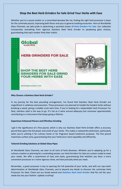 Buy High Quality Herb Grinders for Sale Enhance Your Smoking Experience | PDF